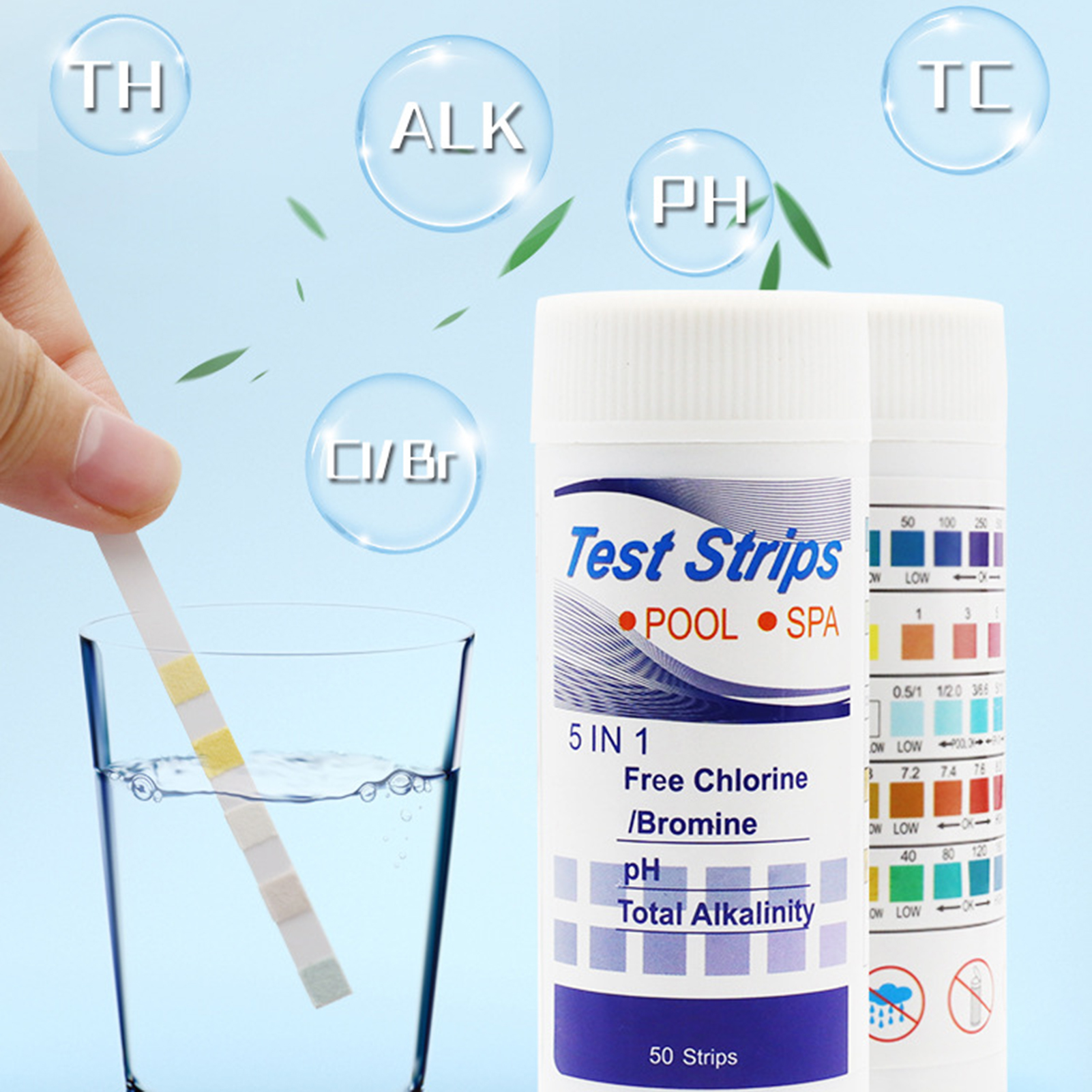 Ph Strip Test - 50pcs Multipurpose Chlorine PH Test Strips