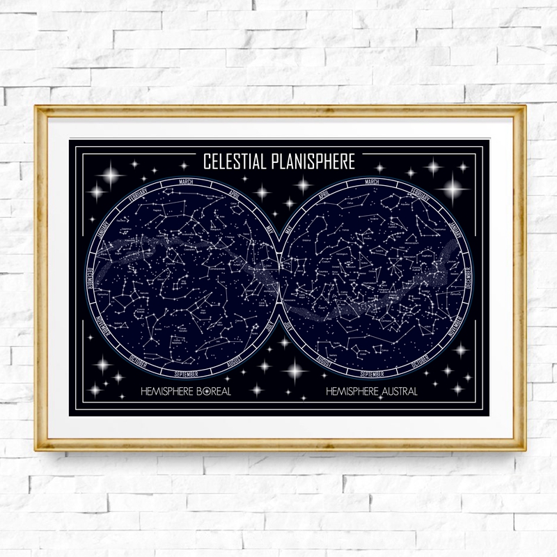 Celestial Planisphere Map Canv – Star Map Poster Bewertung und Preis